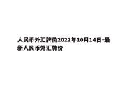 人民币外汇牌价2022年10月14日-最新人民币外汇牌价