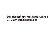 外汇管理局应用平台asone操作流程-asone外汇管理平台有什么用