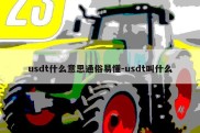 usdt什么意思通俗易懂-usdt叫什么