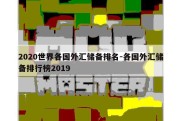 2020世界各国外汇储备排名-各国外汇储备排行榜2019