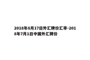 2018年8月17日外汇牌价汇率-2018年7月1日中国外汇牌价