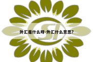 外汇是什么呀-外汇什么意思?