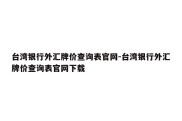 台湾银行外汇牌价查询表官网-台湾银行外汇牌价查询表官网下载