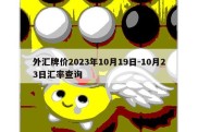 外汇牌价2023年10月19日-10月23日汇率查询