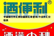 中国银行外汇牌价最新汇率查询-今日外汇价格表