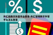 外汇局数字外管平台登录-外汇管理数字外管平台怎么登录