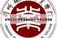 炒外汇入门需要掌握的知识-炒外汇的流程