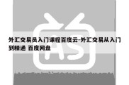 外汇交易员入门课程百度云-外汇交易从入门到精通 百度网盘