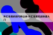 外汇交易的技巧和口诀-外汇交易实战快速入门