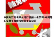 中国外汇交易平台排行榜前十名公司-中国外汇交易平台排行榜前十名公司