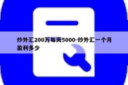 炒外汇200万每天5000-炒外汇一个月盈利多少