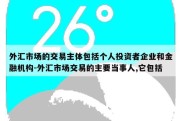 外汇市场的交易主体包括个人投资者企业和金融机构-外汇市场交易的主要当事人,它包括