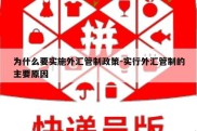 为什么要实施外汇管制政策-实行外汇管制的主要原因