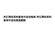 外汇牌价实时查询今日价格表-外汇牌价实时查询今日价格表最新