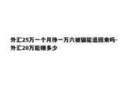 外汇25万一个月挣一万六被骗能追回来吗-外汇20万能赚多少