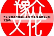 外汇交易员在哪部门工作-外汇交易员是正经工作吗