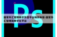 国家外汇管理数字外管平台如何申报-国家外汇管理局数字化平台