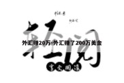 外汇赚20万-外汇赚了200万美金