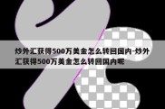 炒外汇获得500万美金怎么转回国内-炒外汇获得500万美金怎么转回国内呢