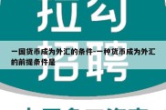 一国货币成为外汇的条件-一种货币成为外汇的前提条件是