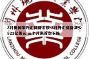 8月份国家外汇储备余额-8月外汇储备减少823亿美元 三个月来首次下降