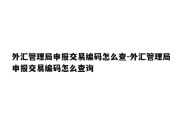 外汇管理局申报交易编码怎么查-外汇管理局申报交易编码怎么查询