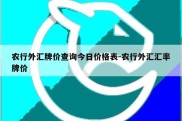 农行外汇牌价查询今日价格表-农行外汇汇率牌价