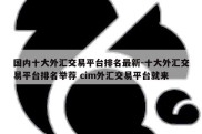 国内十大外汇交易平台排名最新-十大外汇交易平台排名举荐 cim外汇交易平台就来