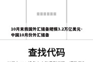 10月末我国外汇储备规模3.2万亿美元-中国10月份外汇储备