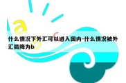 什么情况下外汇可以进入国内-什么情况被外汇局降为b