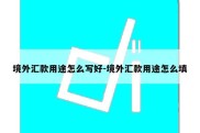 境外汇款用途怎么写好-境外汇款用途怎么填