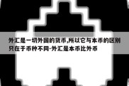 外汇是一切外国的货币,所以它与本币的区别只在于币种不同-外汇是本币比外币