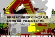 我国9月外汇储备规模30290亿美元,外汇管理局解读-中国2020年9月外汇