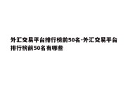 外汇交易平台排行榜前50名-外汇交易平台排行榜前50名有哪些