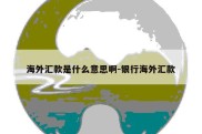 海外汇款是什么意思啊-银行海外汇款