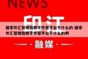 国家外汇管理局数字外管平台干什么的-国家外汇管理局数字外管平台干什么的啊