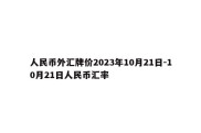 人民币外汇牌价2023年10月21日-10月21日人民币汇率