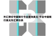 外汇牌价中国银行今日查询美元-今日中国银行美元外汇牌价表