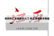 如何外汇交易新手入门-外汇交易新手教程