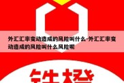 外汇汇率变动造成的风险叫什么-外汇汇率变动造成的风险叫什么风险呢