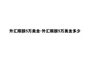 外汇限额5万美金-外汇限额5万美金多少